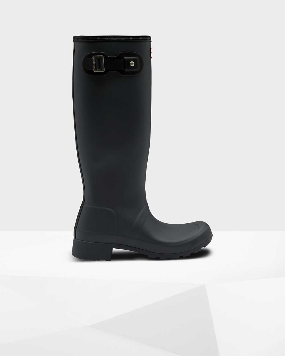 Womens Hunter Original Tour Foldable Tall Rain Boots Dark Grey/Black | YBMGDA-914